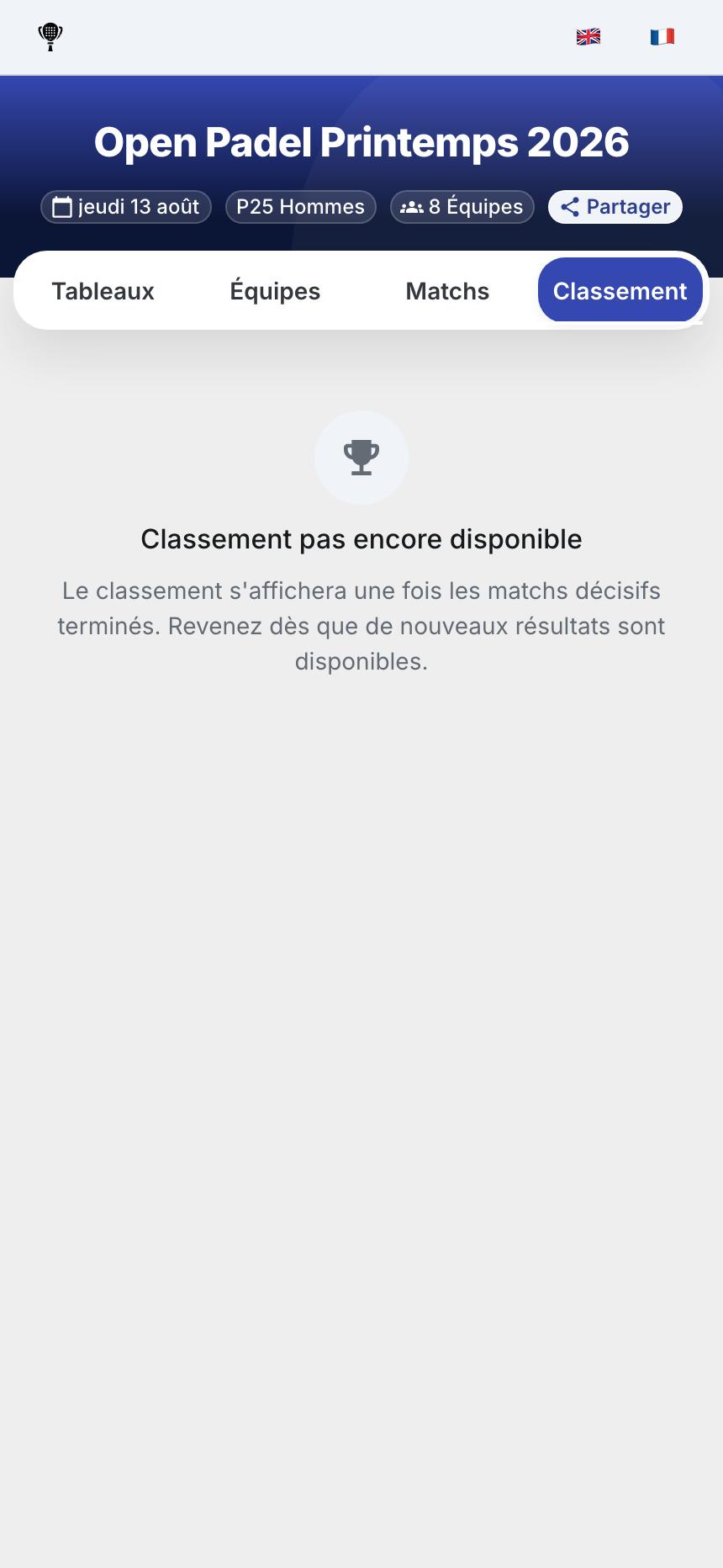 Classements en direct
